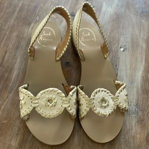 Cream color with gold trim Jack Rogers sandals like new